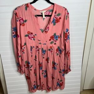 Matilda Jane Pink Floral Print Balloon Sleeve Lets Go Out Mini Dress Size XL